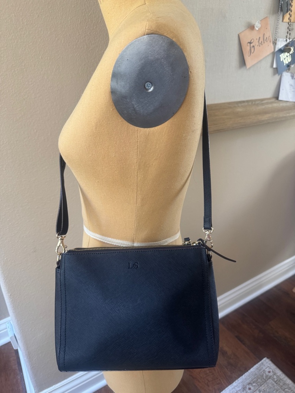 Lo & Sons "Pearl" Black Leather Crossbody and "Magnolia" Leather Wallet